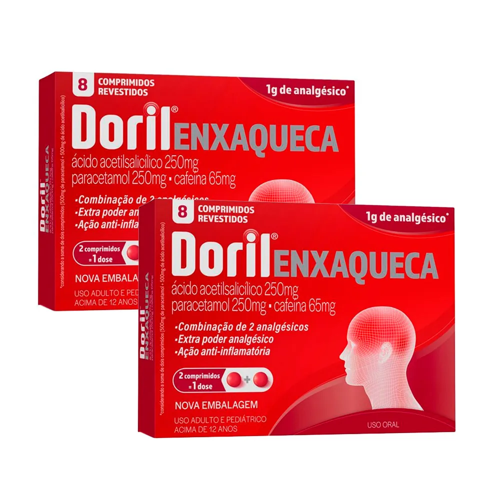 Kit 2 Doril Enxaqueca com 8 Comprimidos Revestidos - Drogaria Araujo