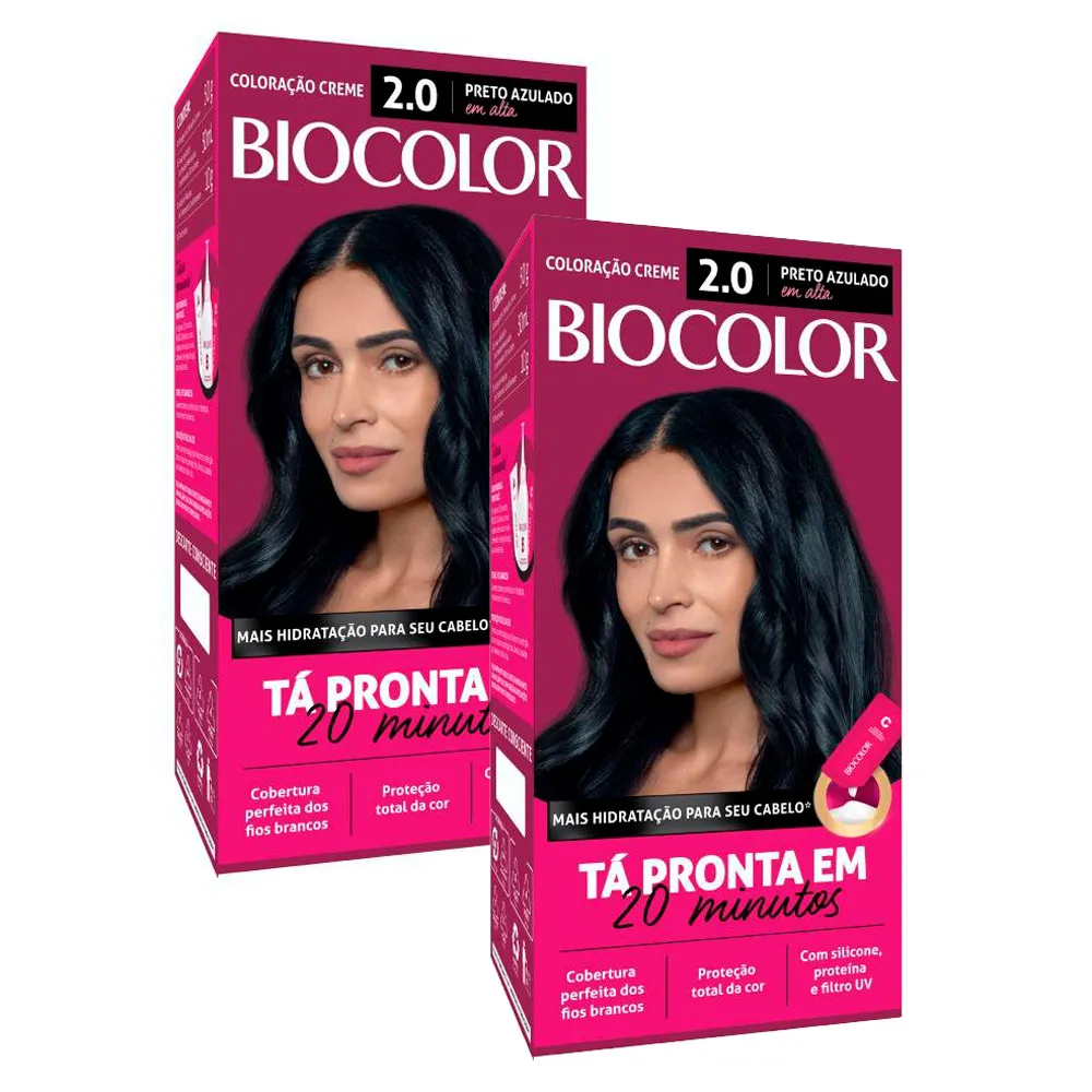 Kit 2 Tinta de Cabelo Biocolor Mini Kit Preto Azulado Incrível 2.0 ...