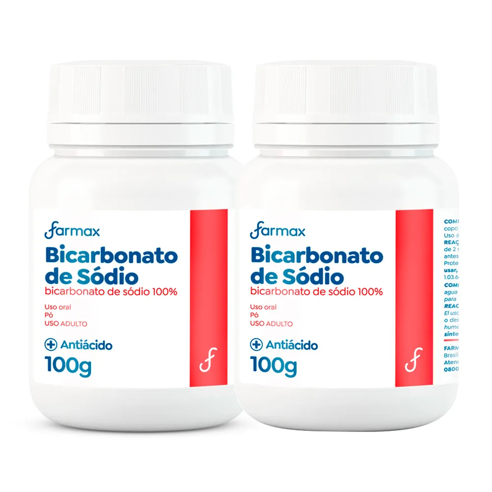 Kit 2 Bicarbonato de Sódio Farmax Pote 100g - Drogaria Araujo