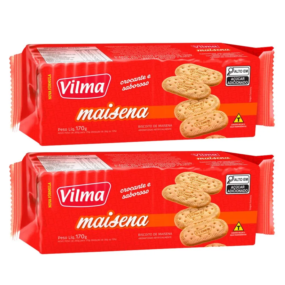 Kit 2 Biscoito Vilma Maisena 170g